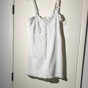 Urban Outfitters White Lace-Up Blouse